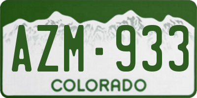 CO license plate AZM933