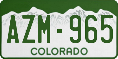 CO license plate AZM965