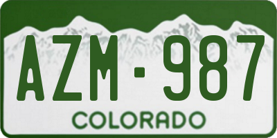 CO license plate AZM987