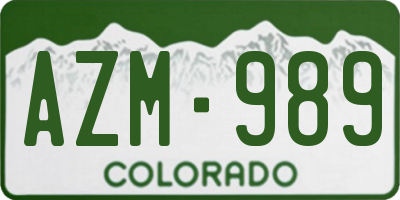 CO license plate AZM989