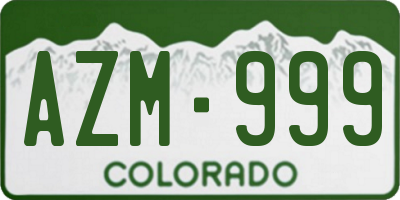 CO license plate AZM999