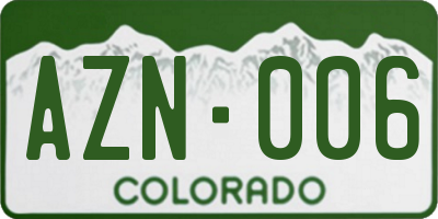 CO license plate AZN006