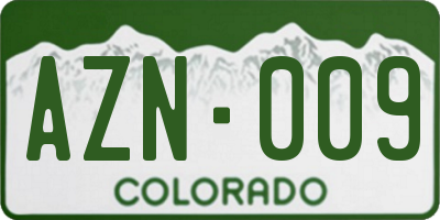 CO license plate AZN009