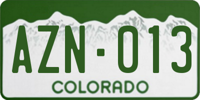 CO license plate AZN013