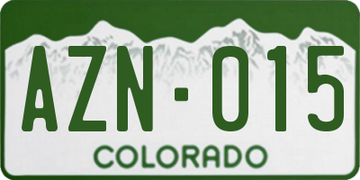 CO license plate AZN015