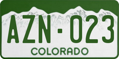 CO license plate AZN023