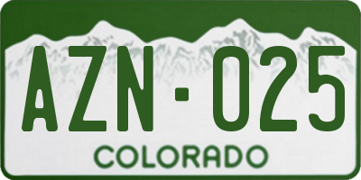 CO license plate AZN025