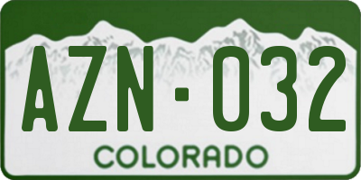 CO license plate AZN032