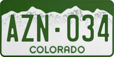 CO license plate AZN034