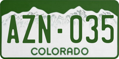 CO license plate AZN035