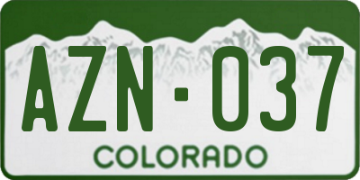 CO license plate AZN037