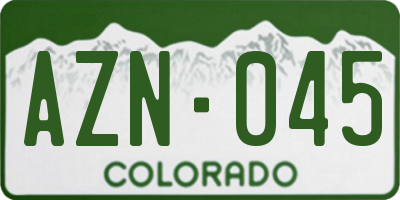 CO license plate AZN045