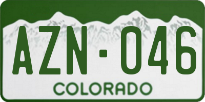 CO license plate AZN046