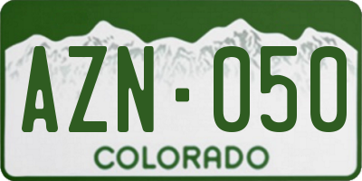 CO license plate AZN050
