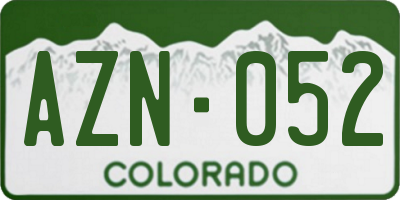 CO license plate AZN052