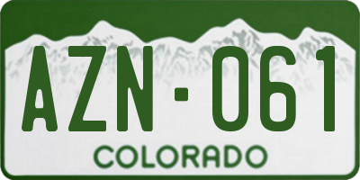 CO license plate AZN061