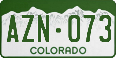 CO license plate AZN073