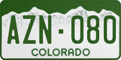 CO license plate AZN080