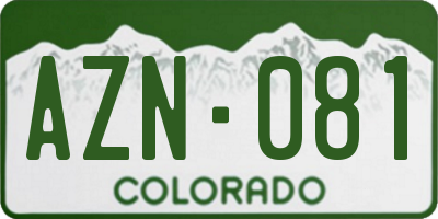CO license plate AZN081