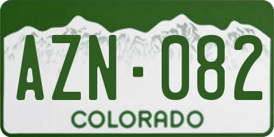 CO license plate AZN082