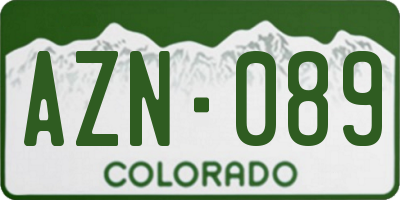 CO license plate AZN089