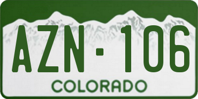 CO license plate AZN106