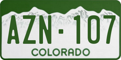 CO license plate AZN107