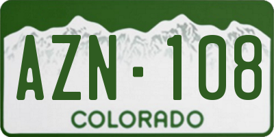 CO license plate AZN108