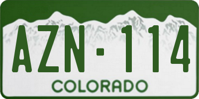 CO license plate AZN114