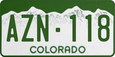 CO license plate AZN118