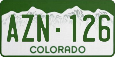 CO license plate AZN126