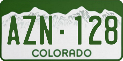 CO license plate AZN128