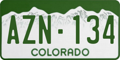 CO license plate AZN134