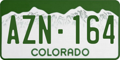 CO license plate AZN164