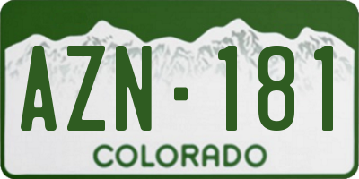 CO license plate AZN181