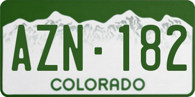 CO license plate AZN182