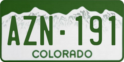 CO license plate AZN191