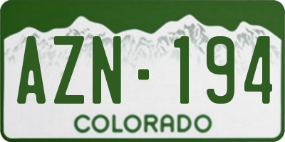 CO license plate AZN194