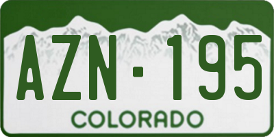 CO license plate AZN195