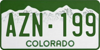 CO license plate AZN199