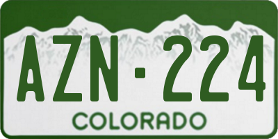 CO license plate AZN224
