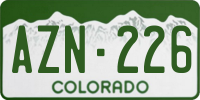 CO license plate AZN226