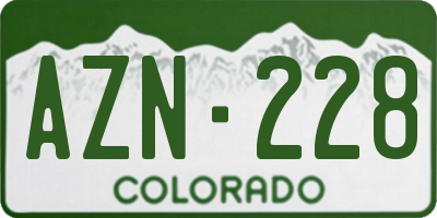 CO license plate AZN228