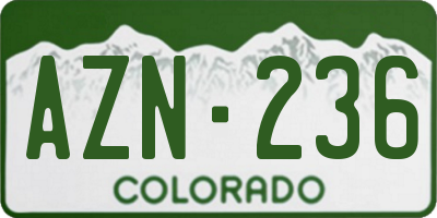 CO license plate AZN236