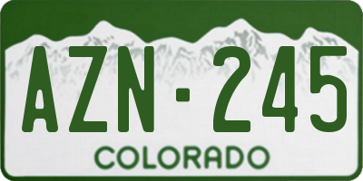 CO license plate AZN245