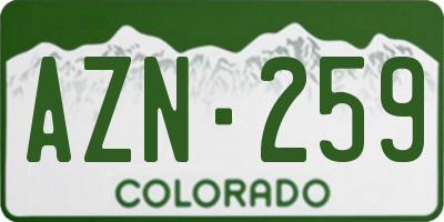 CO license plate AZN259