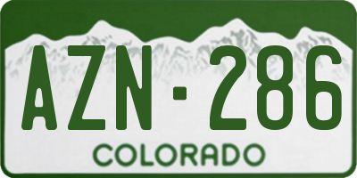 CO license plate AZN286