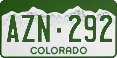 CO license plate AZN292