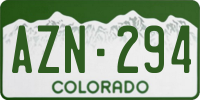 CO license plate AZN294