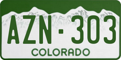 CO license plate AZN303